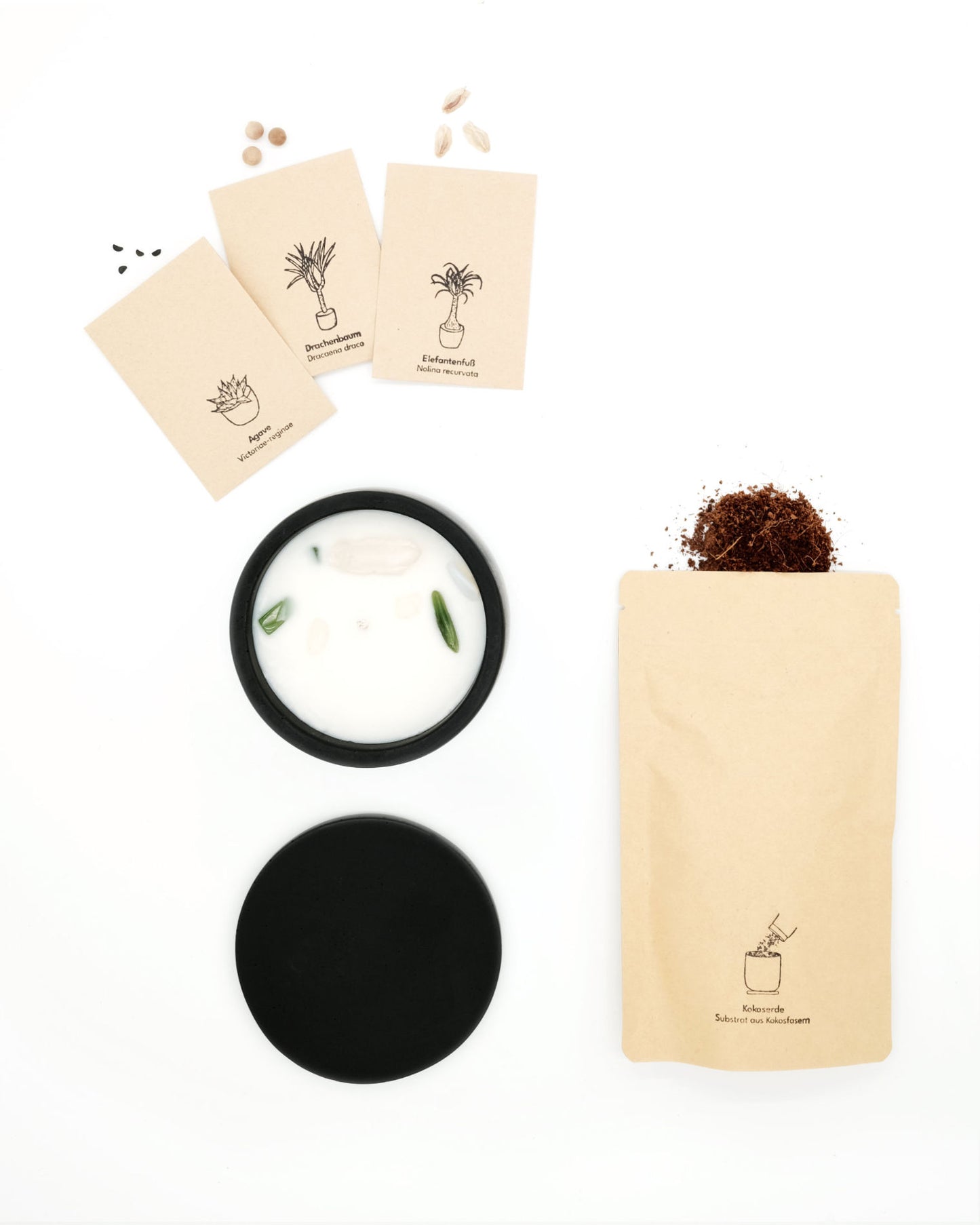 lumabloom Samt Black - CandlePlant Set Cremiger Cappuccino candleplant candleplant set cappuccino duftkerze edelsteine kerze lumabloom pflanzensamen samt black schwarz