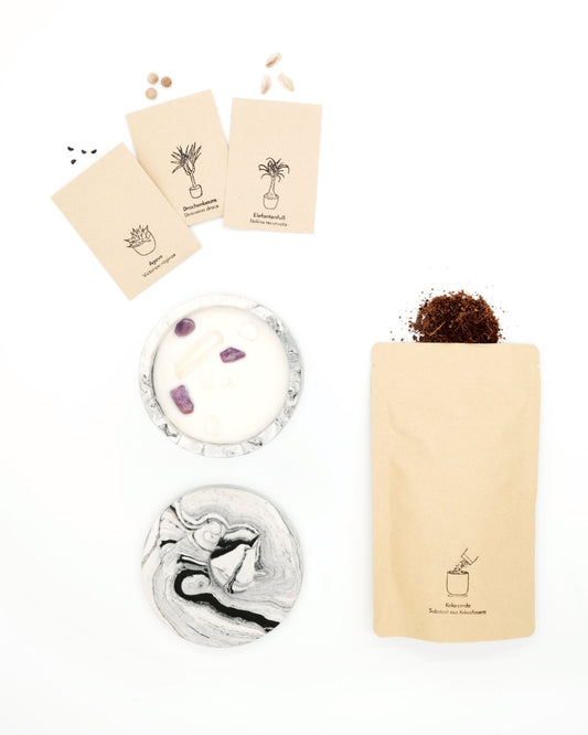 lumabloom Marble - CandlePlant Set Liebliche Vanille candleplant candleplant set duftkerze edelsteine kerze lumabloom marble marmor pflanzensamen vanille